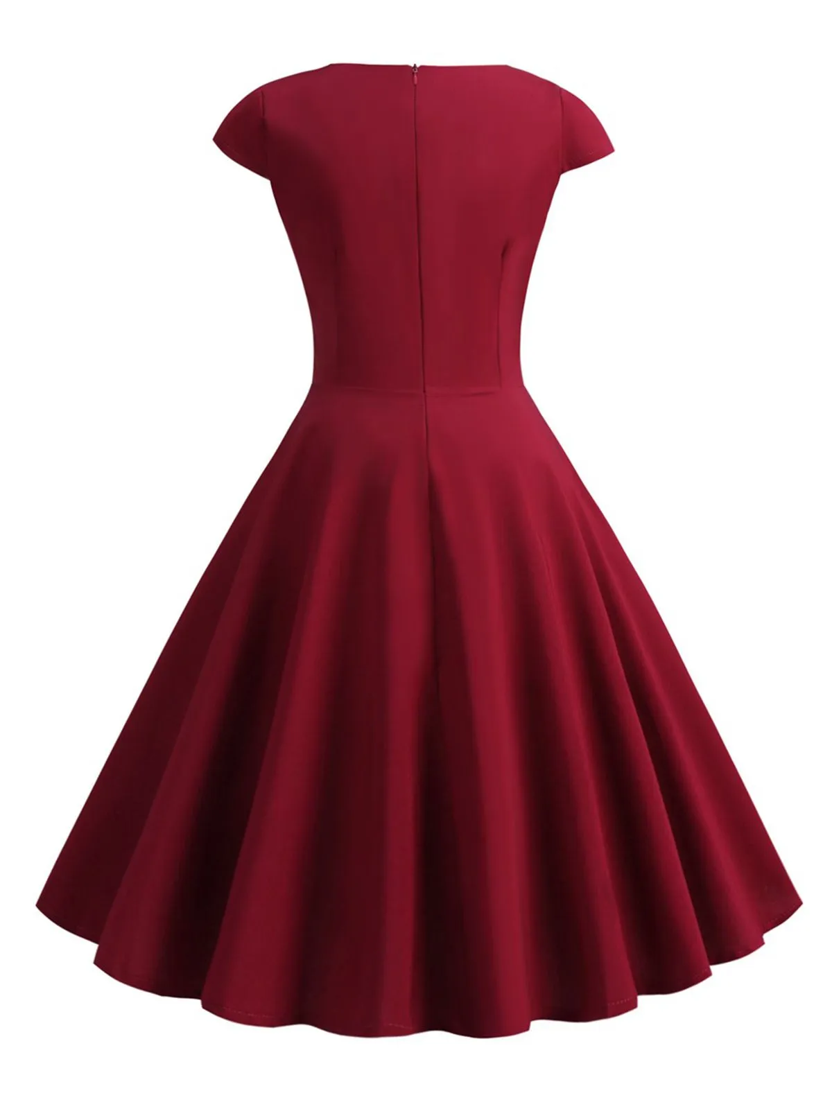 1950s Solid Heart Neck Short Sleeve Dress sold by Retro Stage product image thumbnail 4