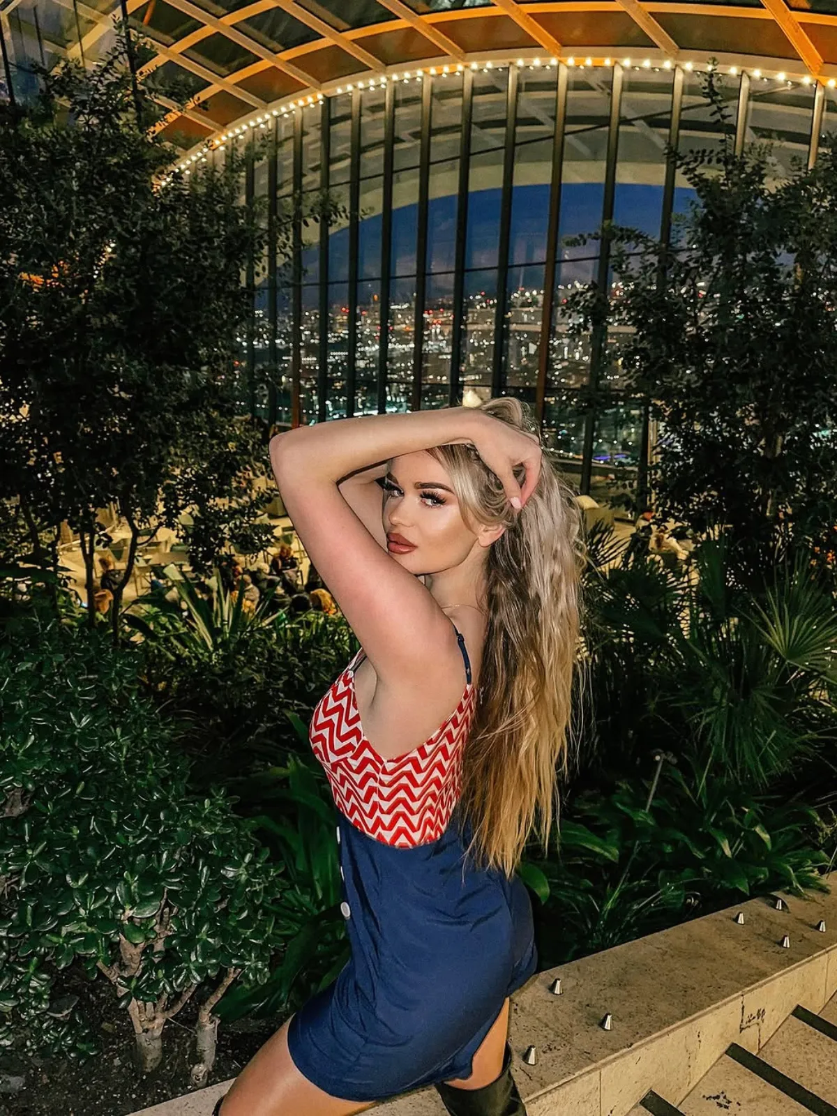 Red & Blue 1950s Chevron Stripe Strap Romper sold by Retro Stage product image thumbnail 2