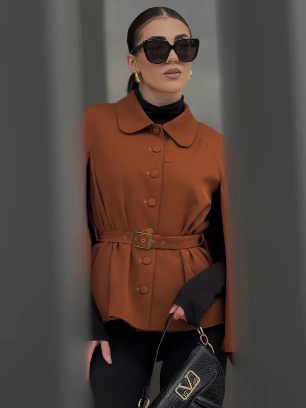 Camel Color 1940s Lapel Cape Coat sold by Retro Stage