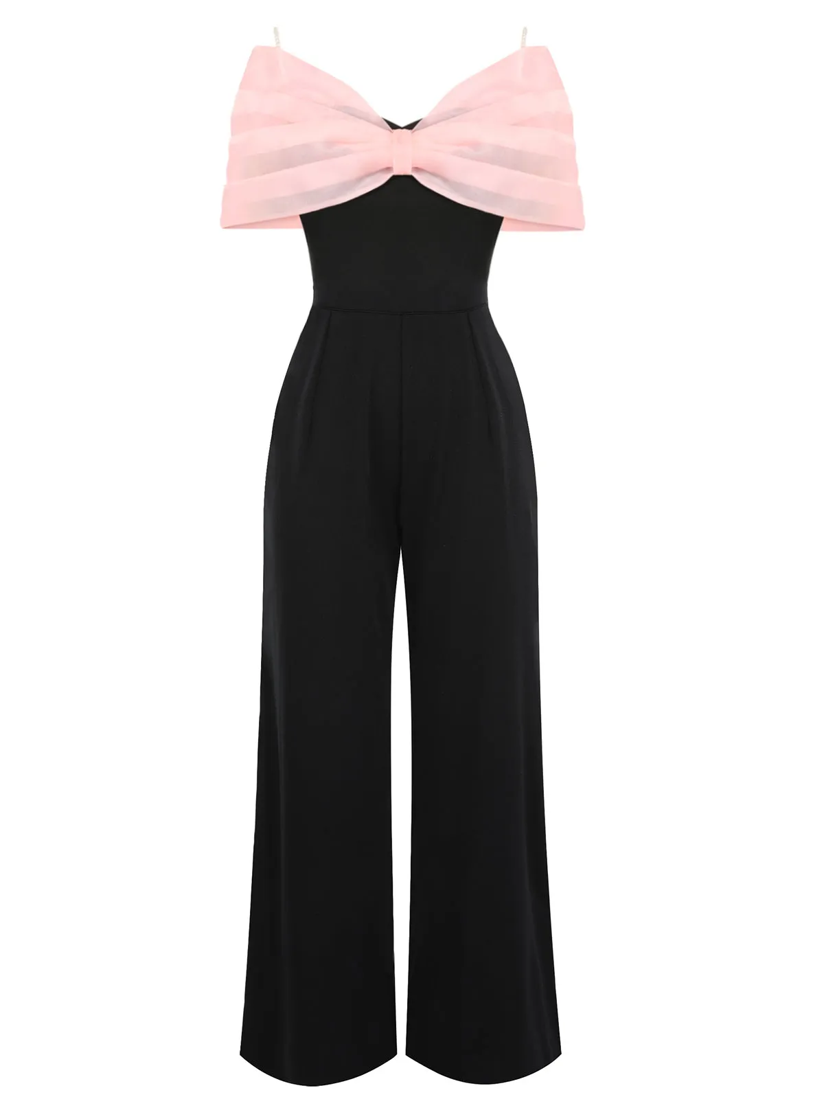 Black 1930s Solid Mesh Bow Jumpsuit sold by Retro Stage product image thumbnail 3