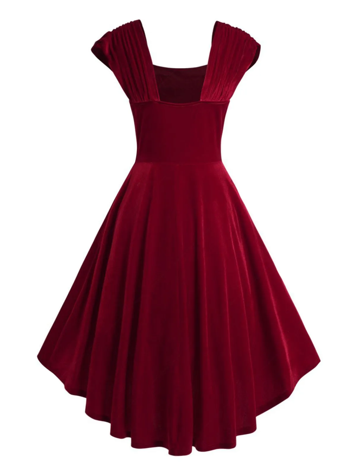 Wine Red 1950s Heart Button Solid Dress sold by Retro Stage product image thumbnail 3