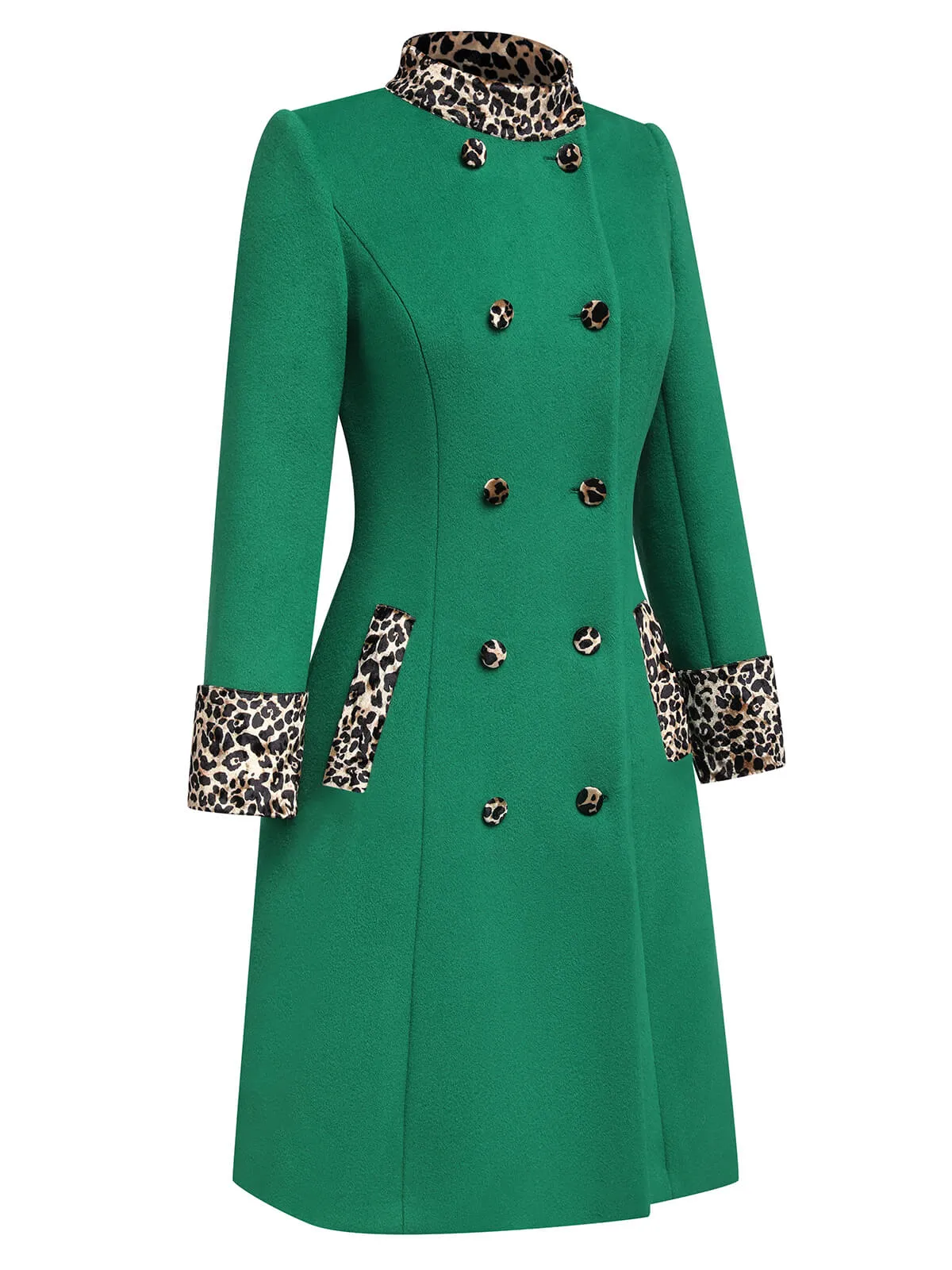 Wine Red 1950s Leopard Patchwork Button Coat sold by Retro Stage product image thumbnail 4