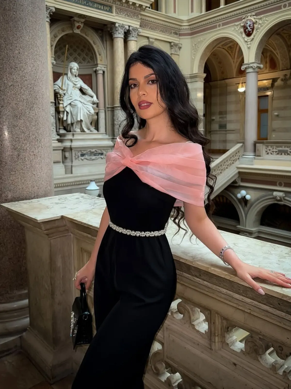 Black 1930s Solid Mesh Bow Jumpsuit sold by Retro Stage