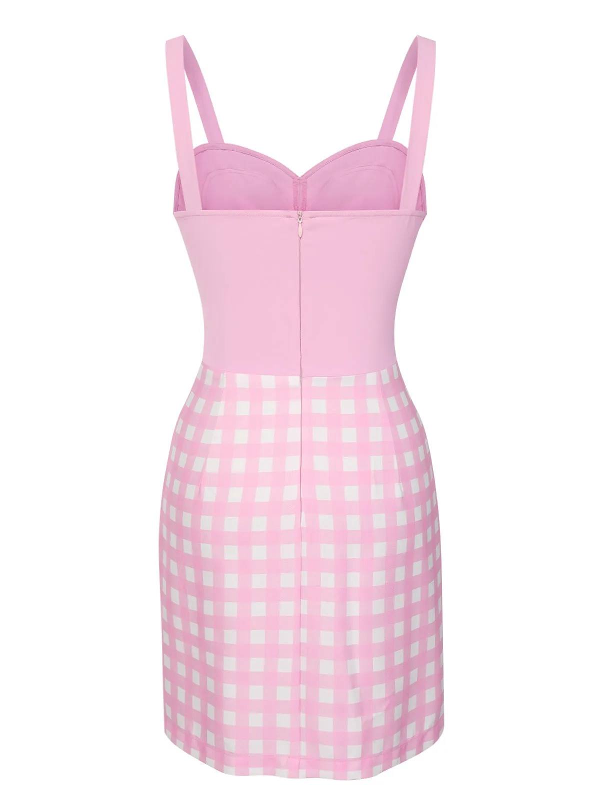 Pink 1960s Plaid Heart Slit Strap Dress sold by Retro Stage product image thumbnail 5