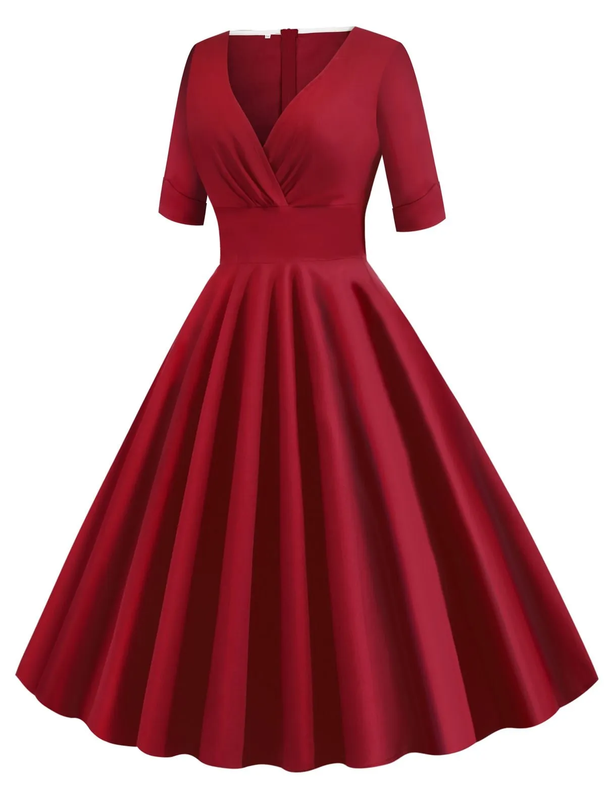 1950s Solid Sweetheart Fold Swing Dress sold by Retro Stage product image thumbnail 3