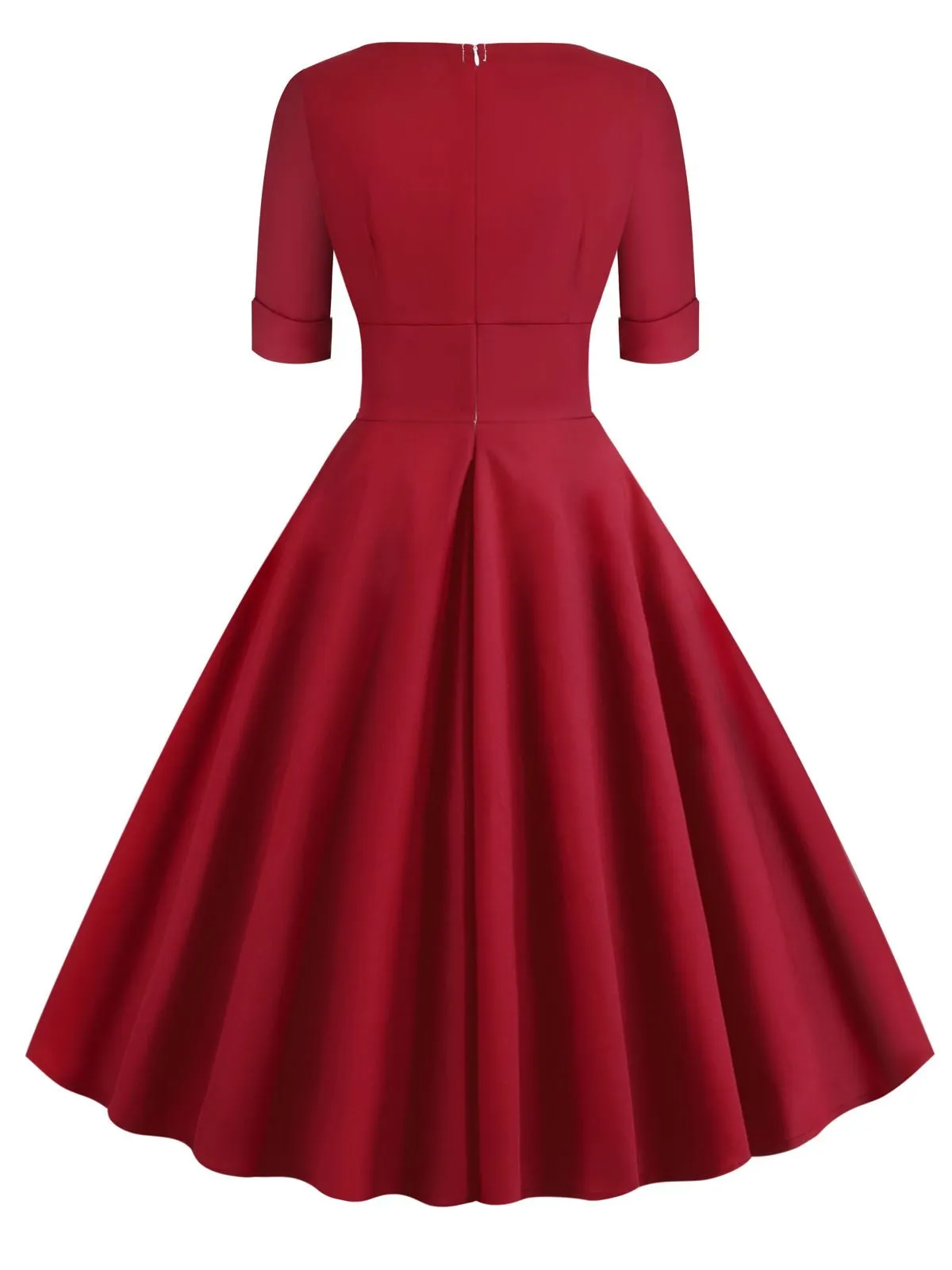 1950s Solid Sweetheart Fold Swing Dress sold by Retro Stage product image thumbnail 4