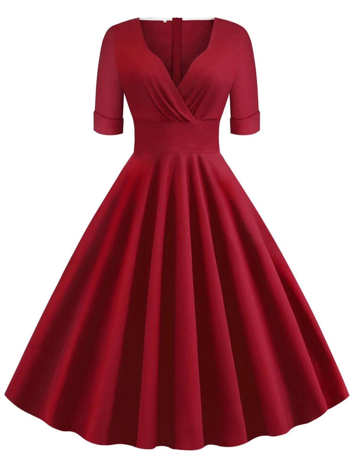 1950s Solid Sweetheart Fold Swing Dress sold by Retro Stage product image thumbnail 2
