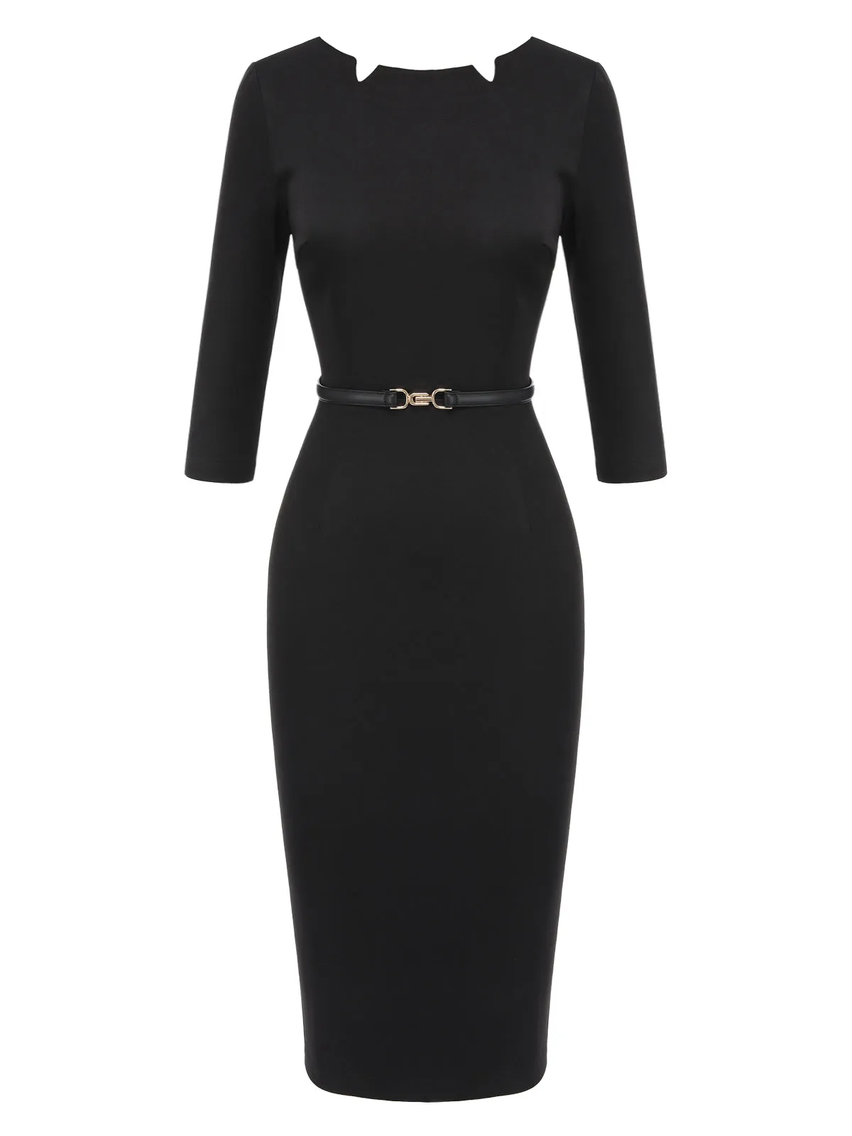 Black 1960s Solid Boat Neck Wrap Dress sold by Retro Stage product image thumbnail 3