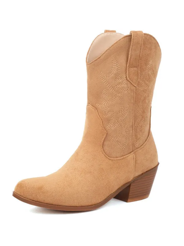 Vintage Embroidered Chunky Heel Cowboy Boots sold by Retro Stage