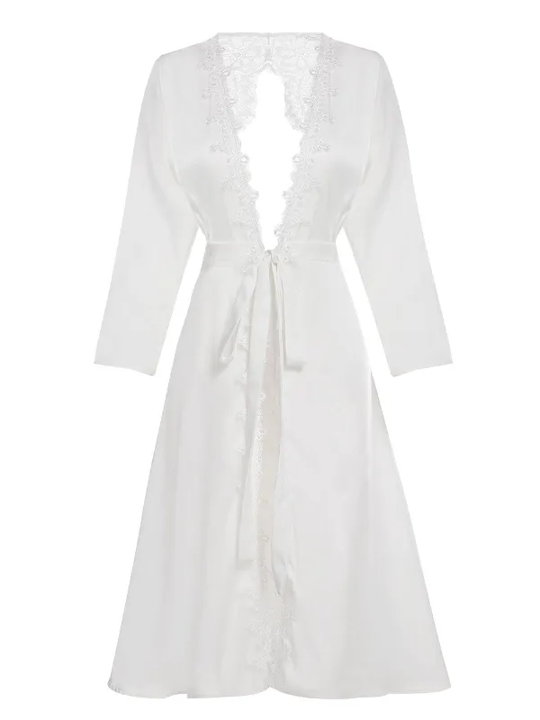 1950s Long Ice Silk Backless Nightgown sold by Retro Stage