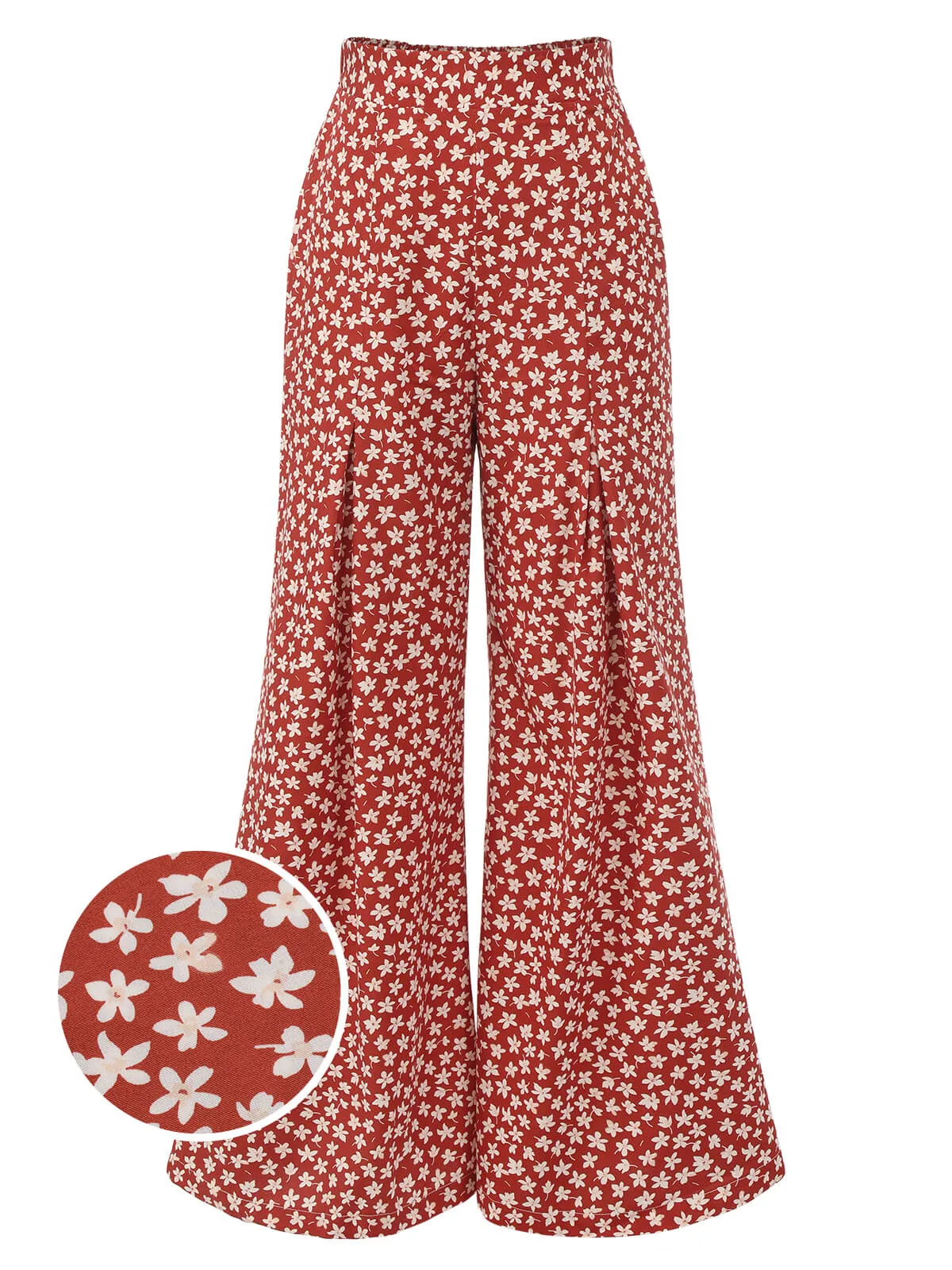 Red 1940s High Waist Floral Wide-Leg Pants sold by Retro Stage