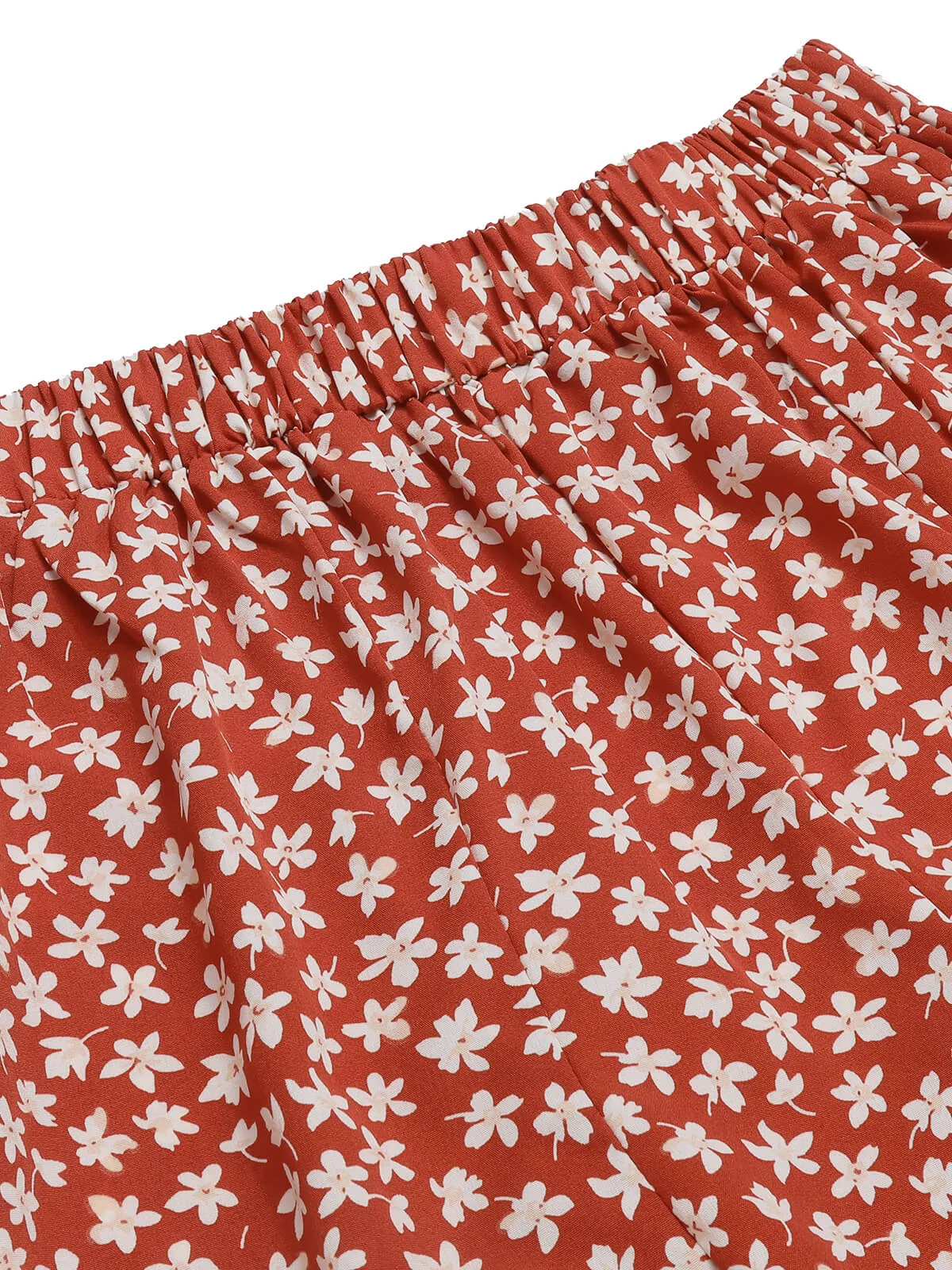Red 1940s High Waist Floral Wide-Leg Pants sold by Retro Stage product image thumbnail 5