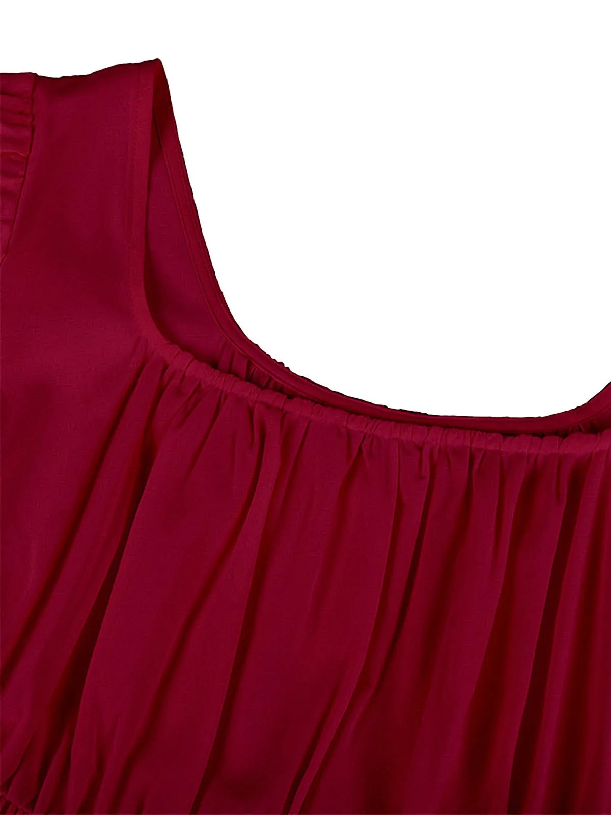 1930s Solid Square Neck Puff Sleeves Dress sold by Retro Stage product image thumbnail 5