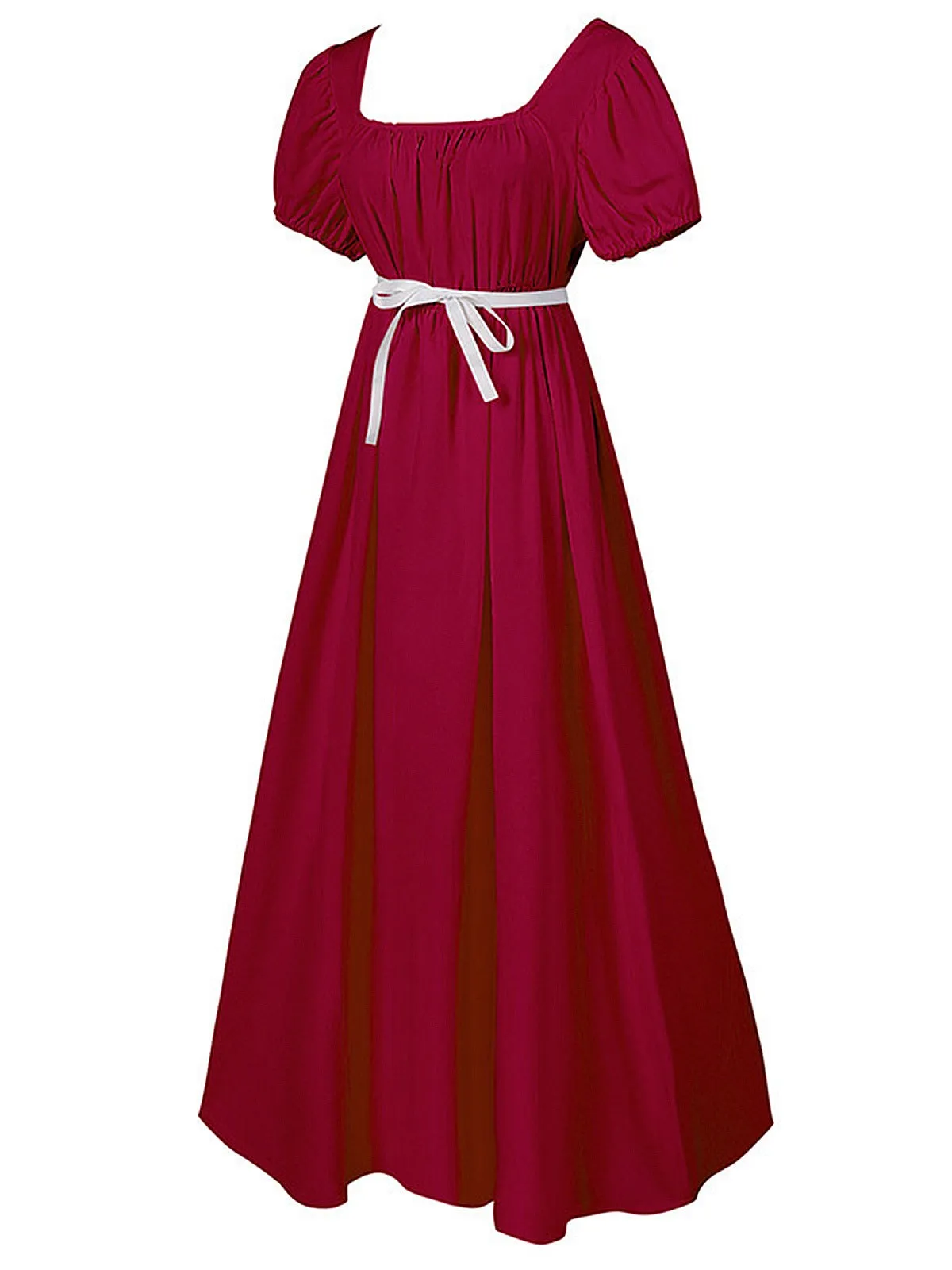 1930s Solid Square Neck Puff Sleeves Dress sold by Retro Stage product image thumbnail 2