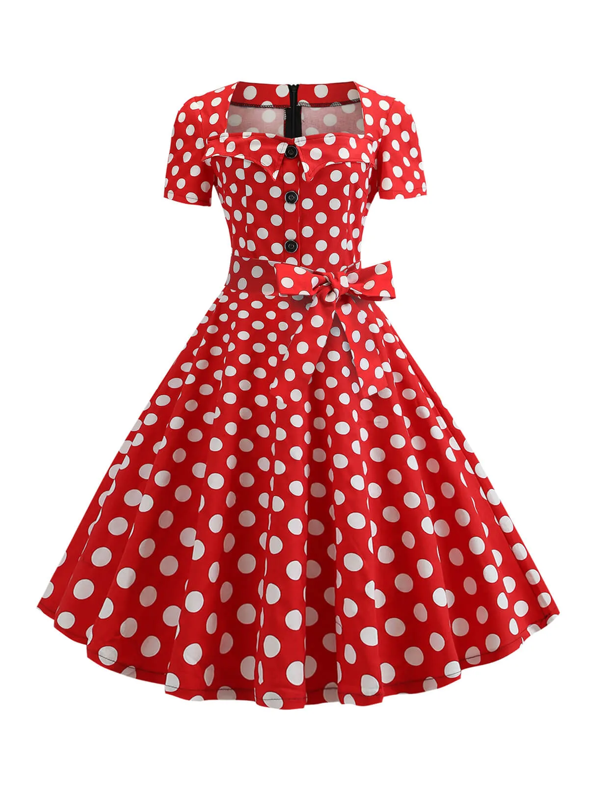 1950s Square Neck Short Sleeves Dress sold by Retro Stage