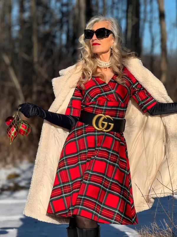 1950s Plaid Sweetheart Fold Swing Dress sold by Retro Stage