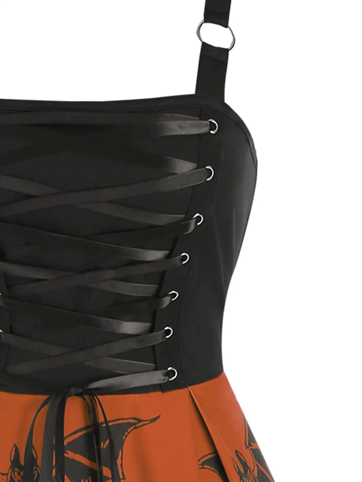 Orange 1950s Strap Lace-up Swing Dress sold by Retro Stage product image thumbnail 2