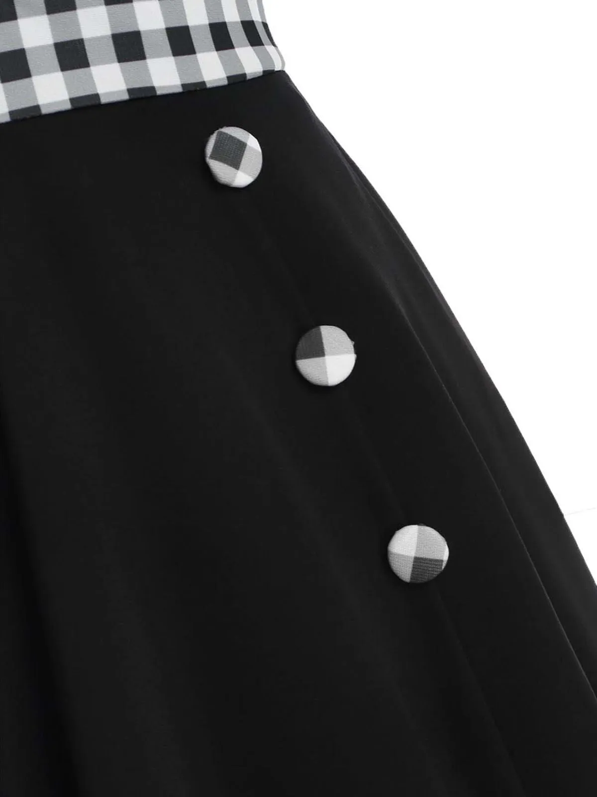 Black 1950s Plaids Button Swing Dress sold by Retro Stage product image thumbnail 4