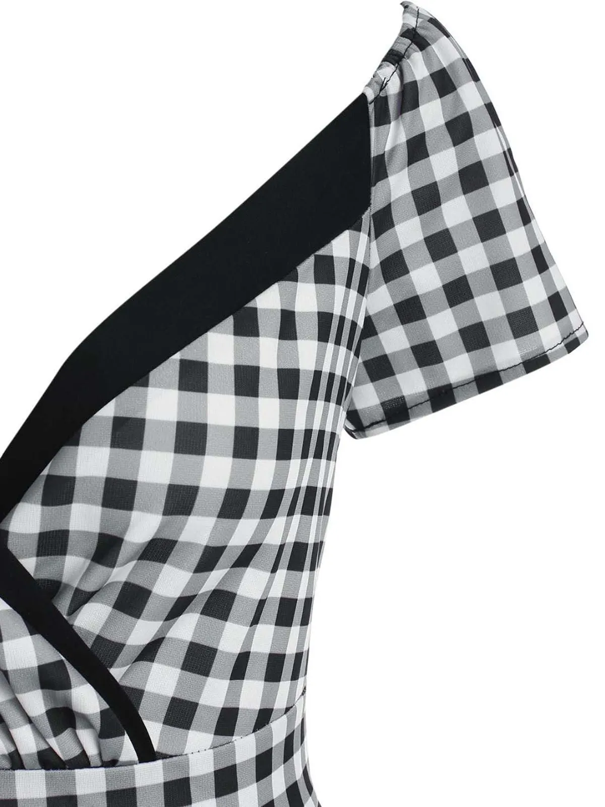 Black 1950s Plaids Button Swing Dress sold by Retro Stage product image thumbnail 3