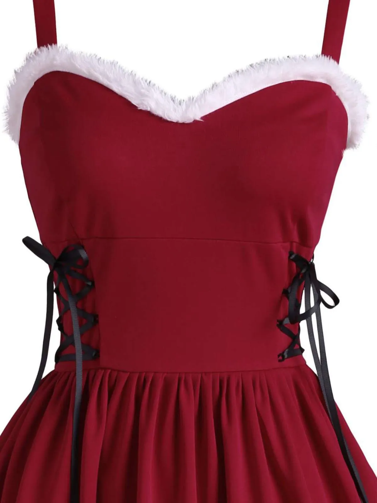 Wine Red 1950s Furry Swing Dress sold by Retro Stage product image thumbnail 3