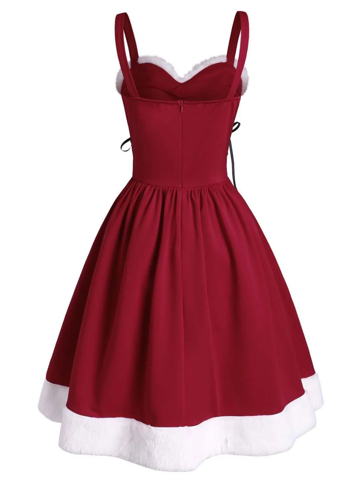 Wine Red 1950s Furry Swing Dress sold by Retro Stage product image thumbnail 4