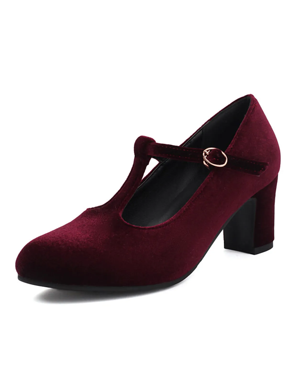 Vintage Velvet T-Strap Chunky Heel Shoes sold by Retro Stage product image thumbnail 3
