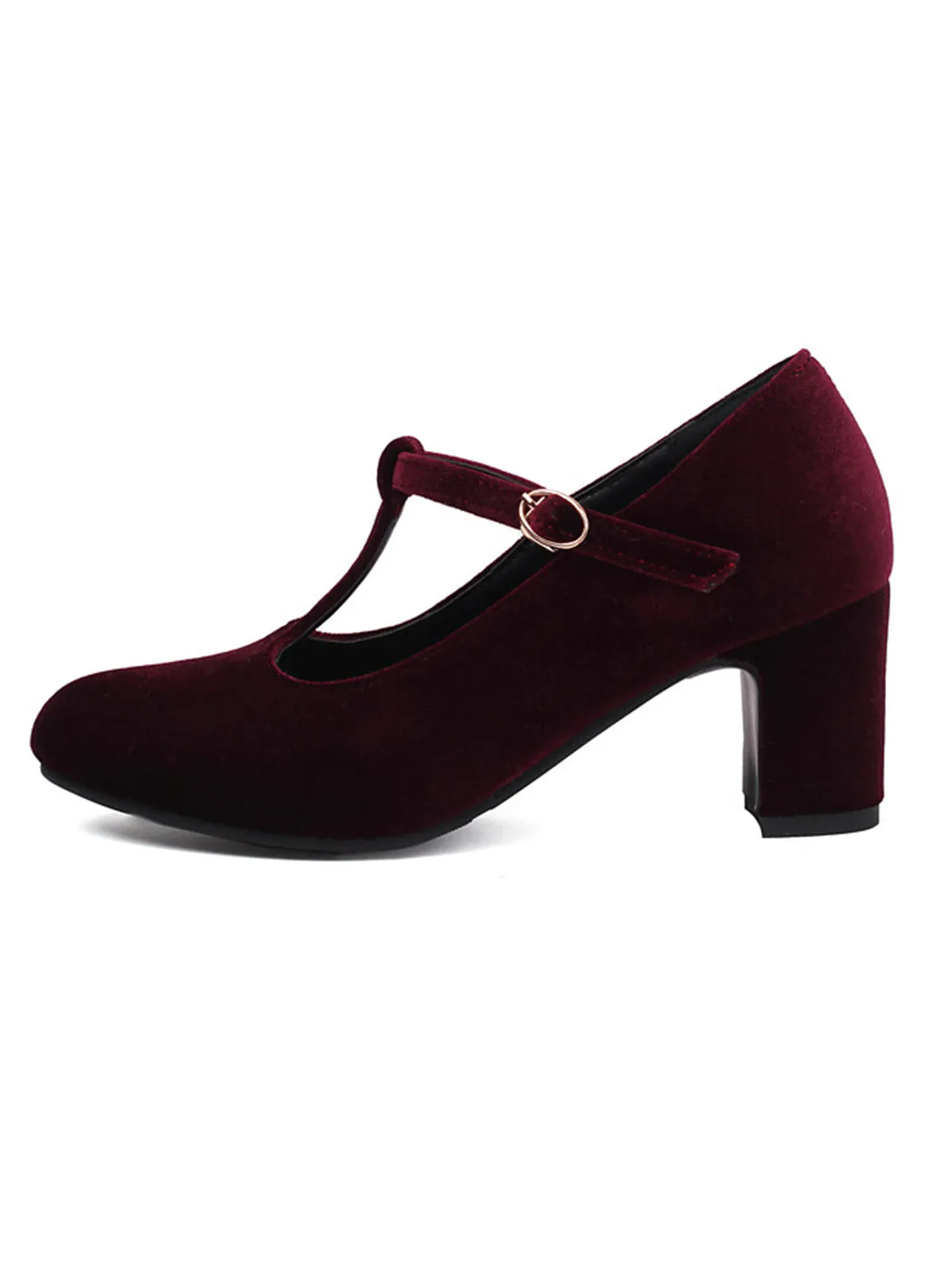 Vintage Velvet T-Strap Chunky Heel Shoes sold by Retro Stage product image thumbnail 2