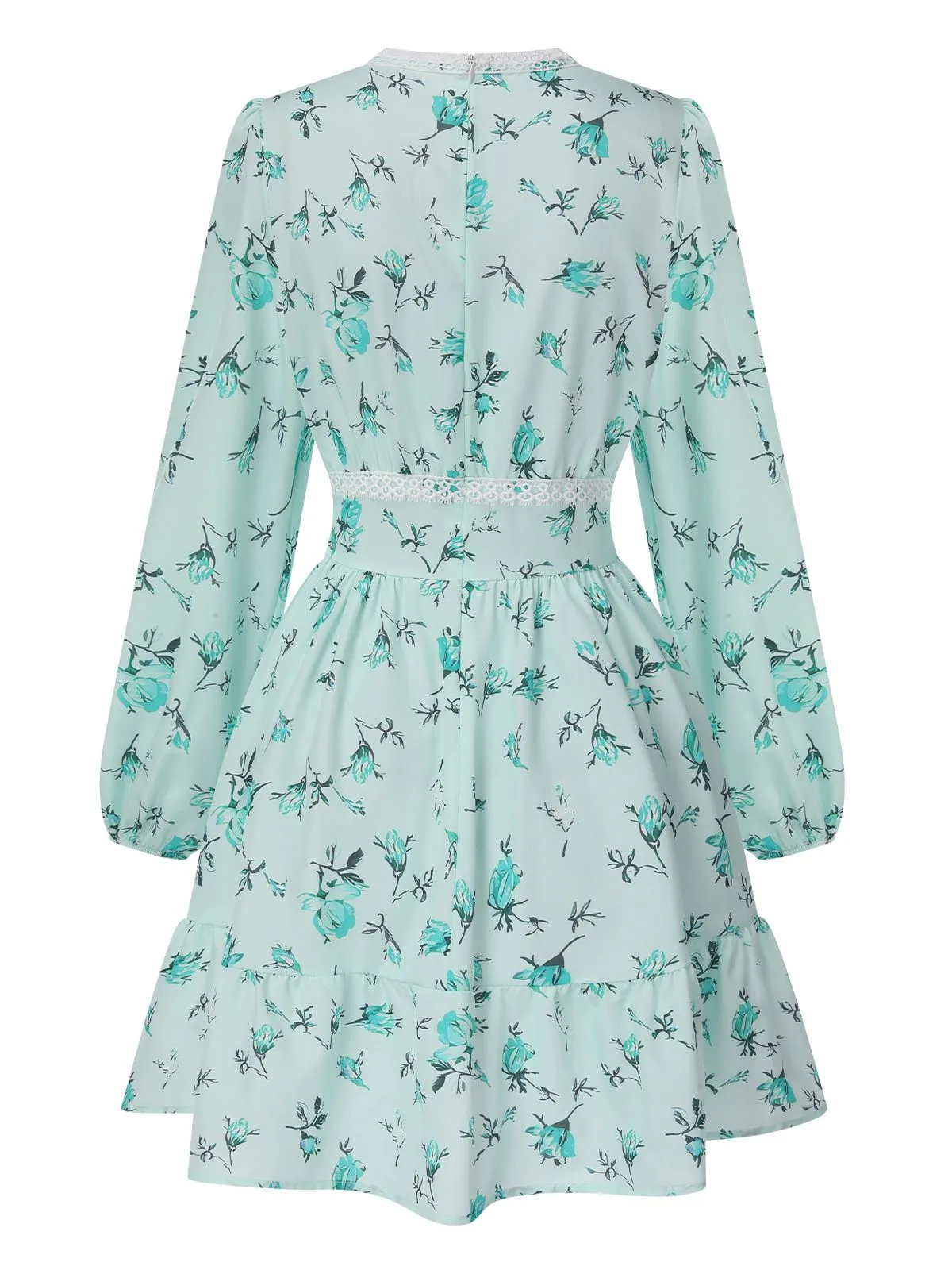 Green 1950s Deep V-Neck Puff Floral Dress sold by Retro Stage product image thumbnail 2