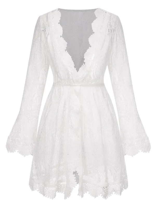 White 1940s Solid Lace Beach Cover Up sold by Retro Stage