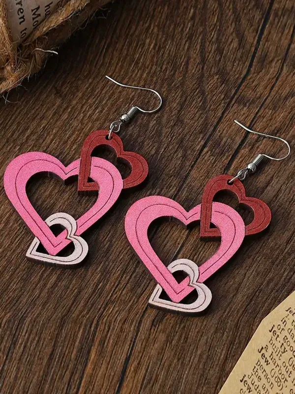 Valentine Triple Layer Heart Drop Earrings sold by Retro Stage