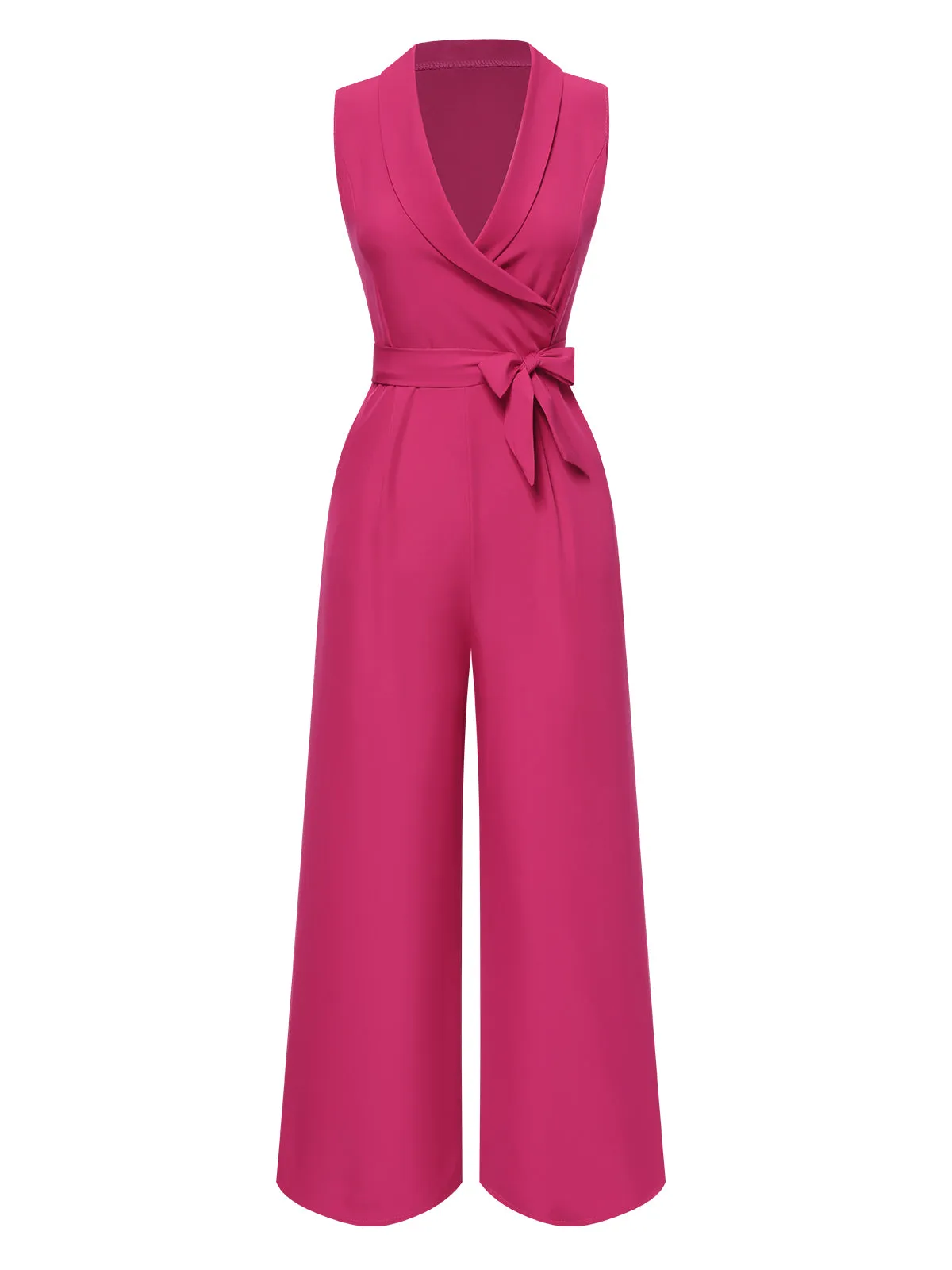 1930s V-Neck Solid Belted Sleeveless Jumpsuit sold by Retro Stage product image thumbnail 3