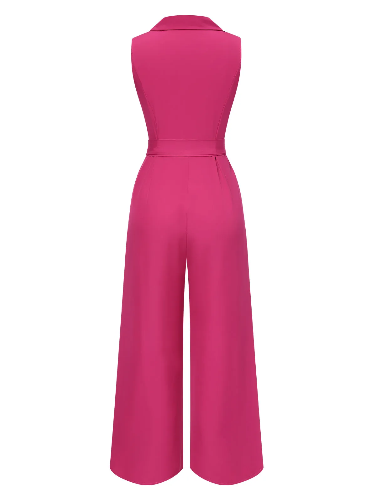 1930s V-Neck Solid Belted Sleeveless Jumpsuit sold by Retro Stage product image thumbnail 4