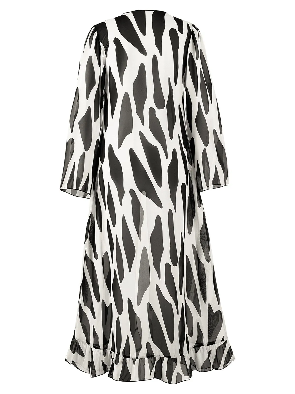 Black 1950s Contrast Spots Long Cover Up sold by Retro Stage product image thumbnail 2