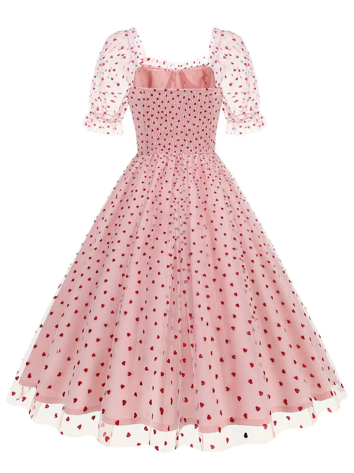 1950s Puff Sleeve Valentine Heart Mesh Dress sold by Retro Stage product image thumbnail 2