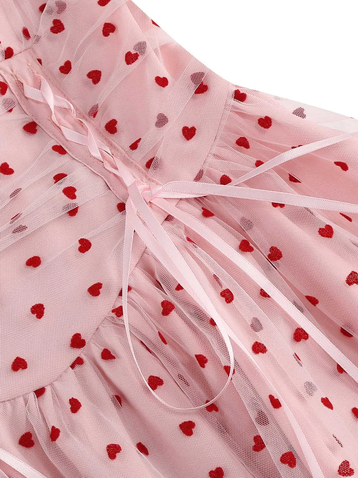 1950s Puff Sleeve Valentine Heart Mesh Dress sold by Retro Stage product image thumbnail 4