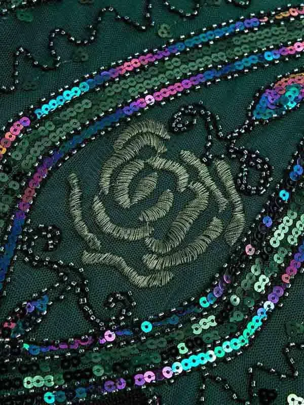 Dark Geen 1920s Sequined Fringe Dress sold by Retro Stage product image thumbnail 2