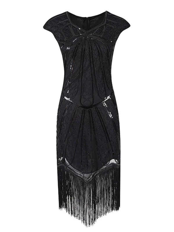 1920s Sequin Fringed Gatsby Dress sold by Retro Stage