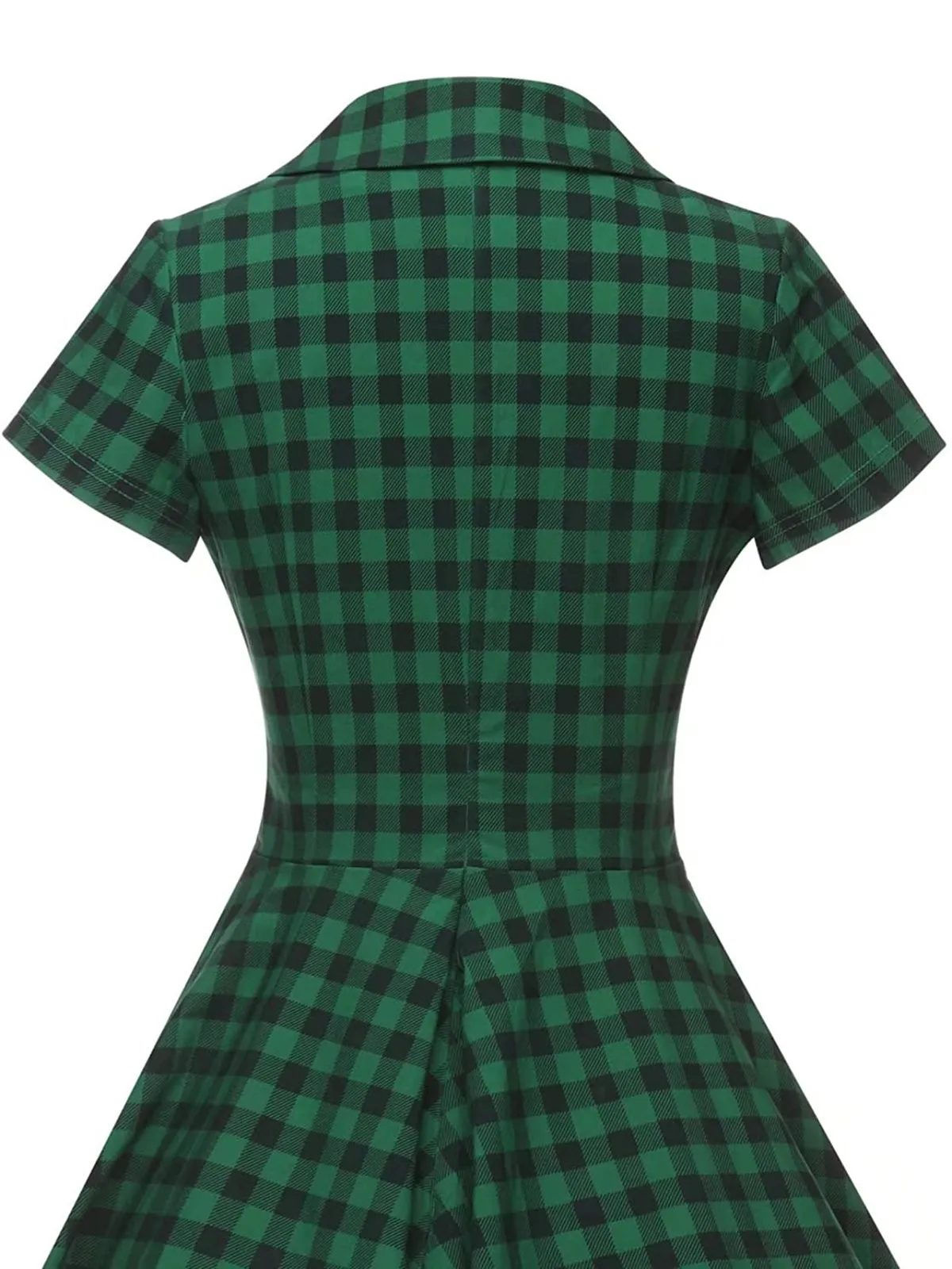 Green 1950s Plaid Button Swing Dress sold by Retro Stage product image thumbnail 5