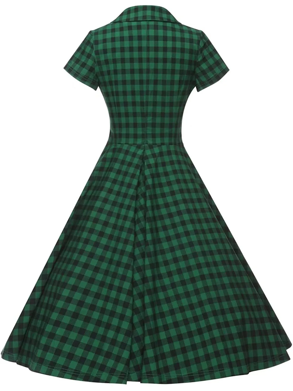 Green 1950s Plaid Button Swing Dress sold by Retro Stage product image thumbnail 3
