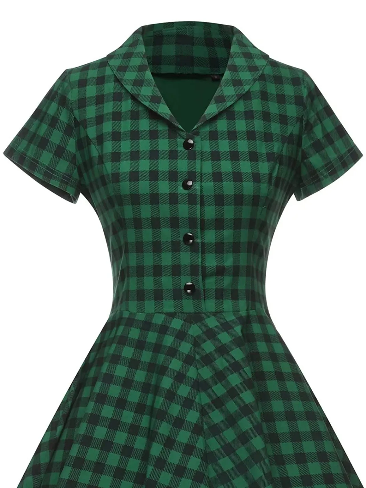 Green 1950s Plaid Button Swing Dress sold by Retro Stage product image thumbnail 4