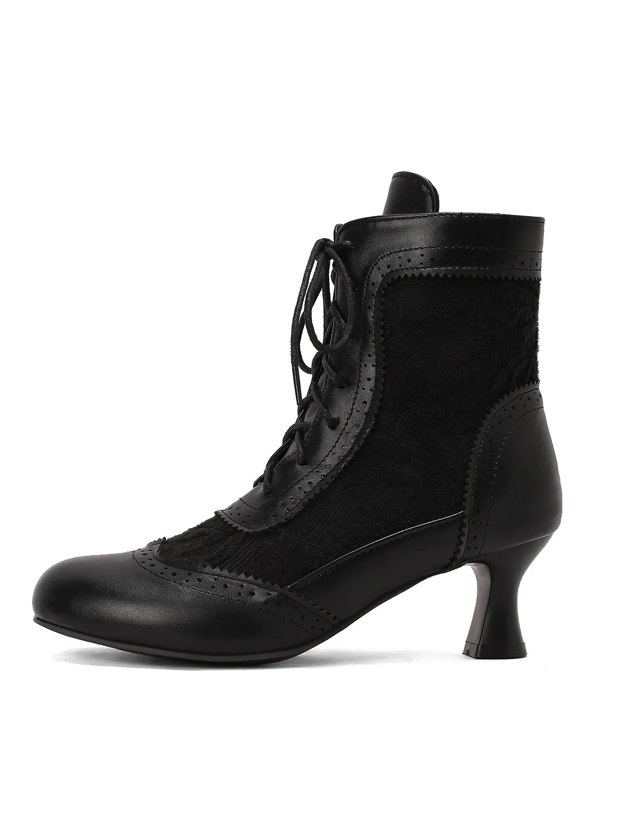 Vintage Leather Solid Lace Heel Boots sold by Retro Stage product image thumbnail 4