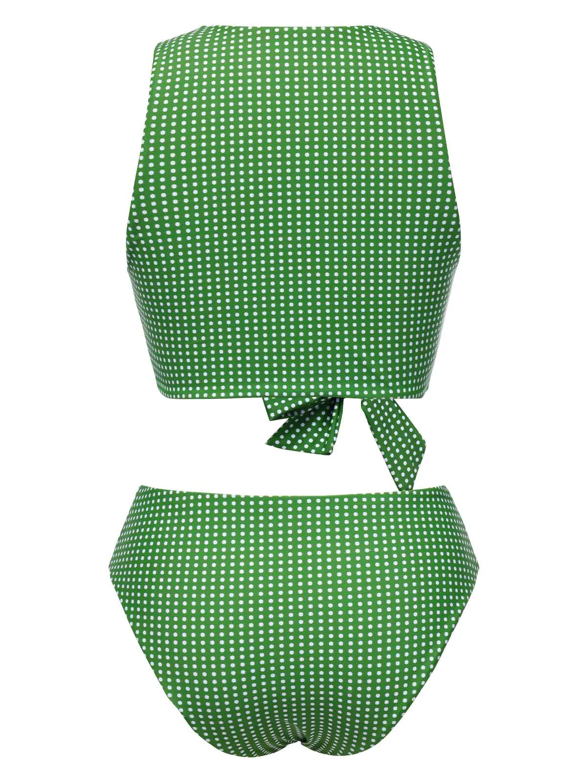 Green 1950s Polka Dots Bow Swimsuit sold by Retro Stage product image thumbnail 3