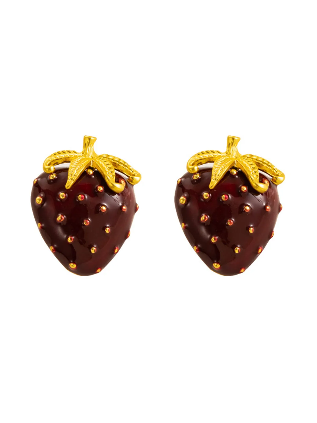 Wine Red Strawberry Vintage Earrings sold by Retro Stage