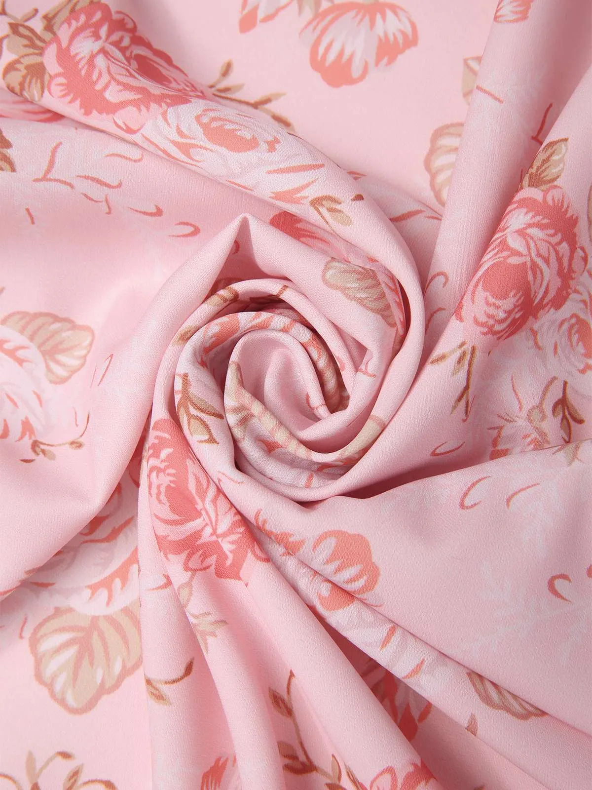 Pink 1950s Floral V-Neck Halter Dress sold by Retro Stage product image thumbnail 3