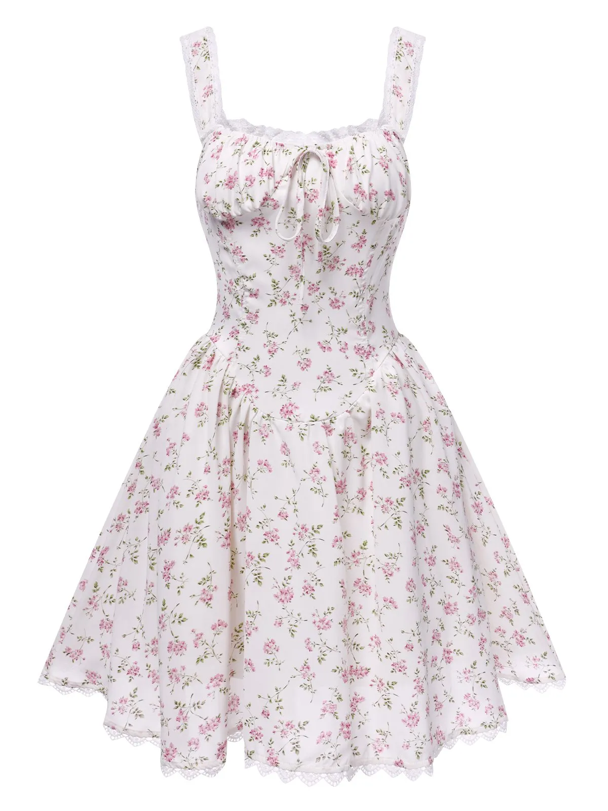 White 1940s Lace Trim Small Floral Dress sold by Retro Stage product image thumbnail 2