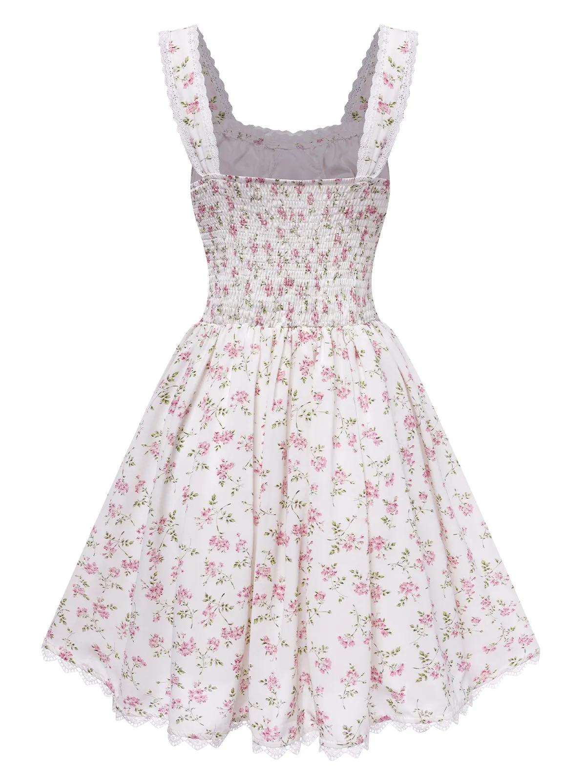 White 1940s Lace Trim Small Floral Dress sold by Retro Stage product image thumbnail 3