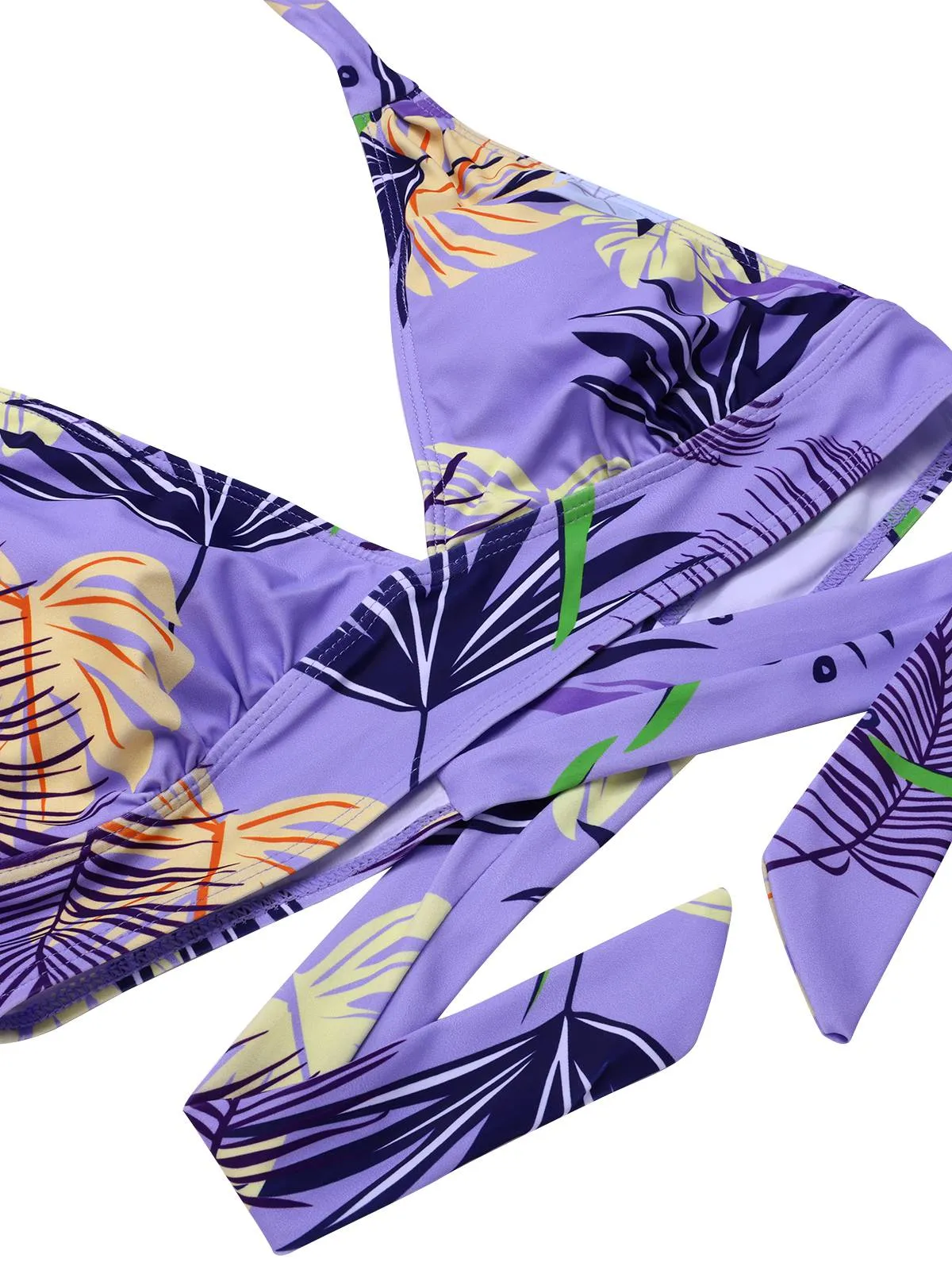 Purple 1960s Tropical Plants Lace-Up Halter Swimsuit sold by Retro Stage product image thumbnail 4