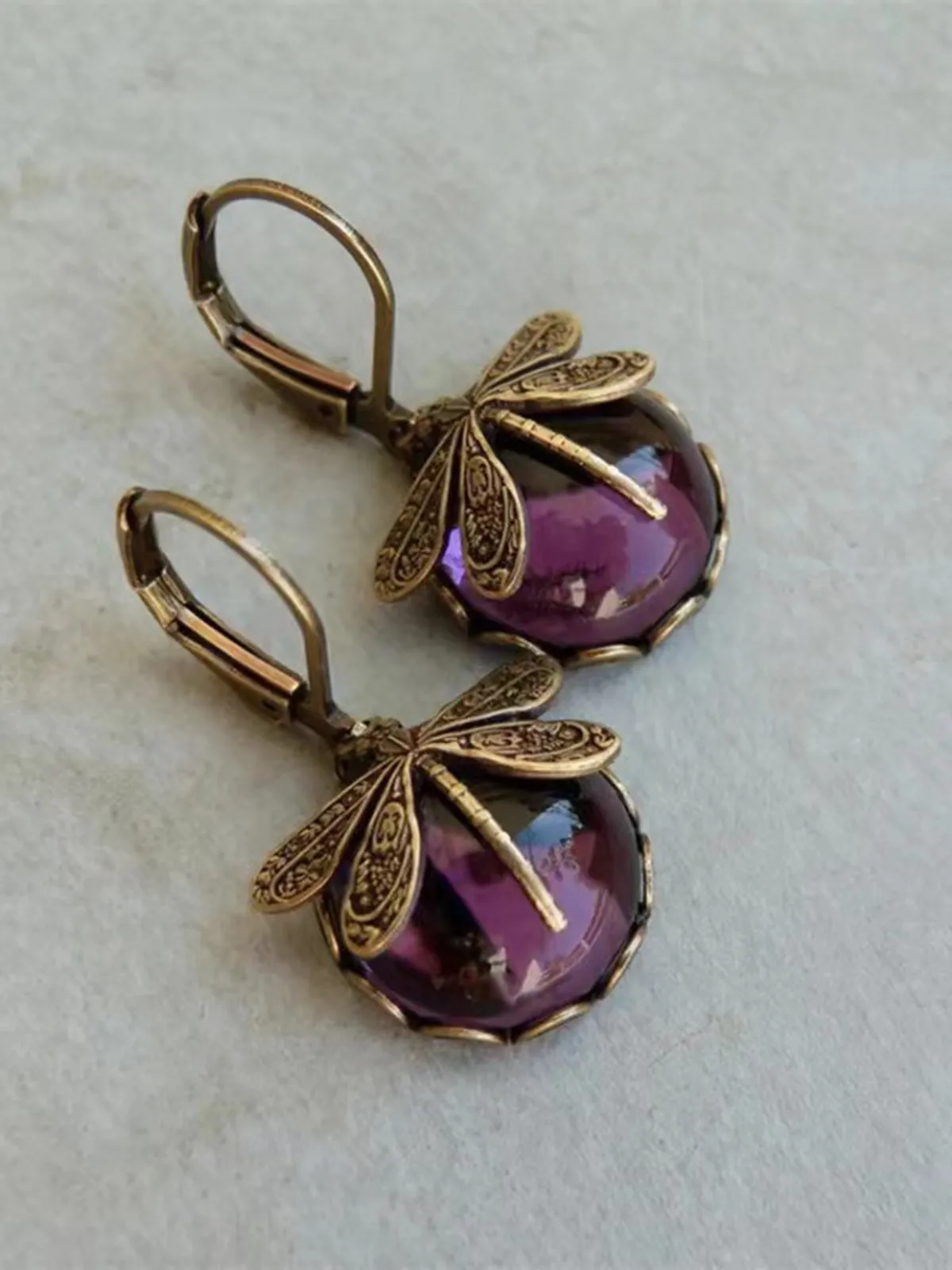 Vintage Dragonfly Gemstone Earrings sold by Retro Stage product image thumbnail 2