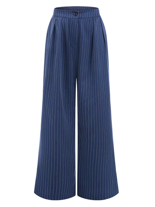 Blue 1940s Striped Wide-Leg Pants sold by Retro Stage