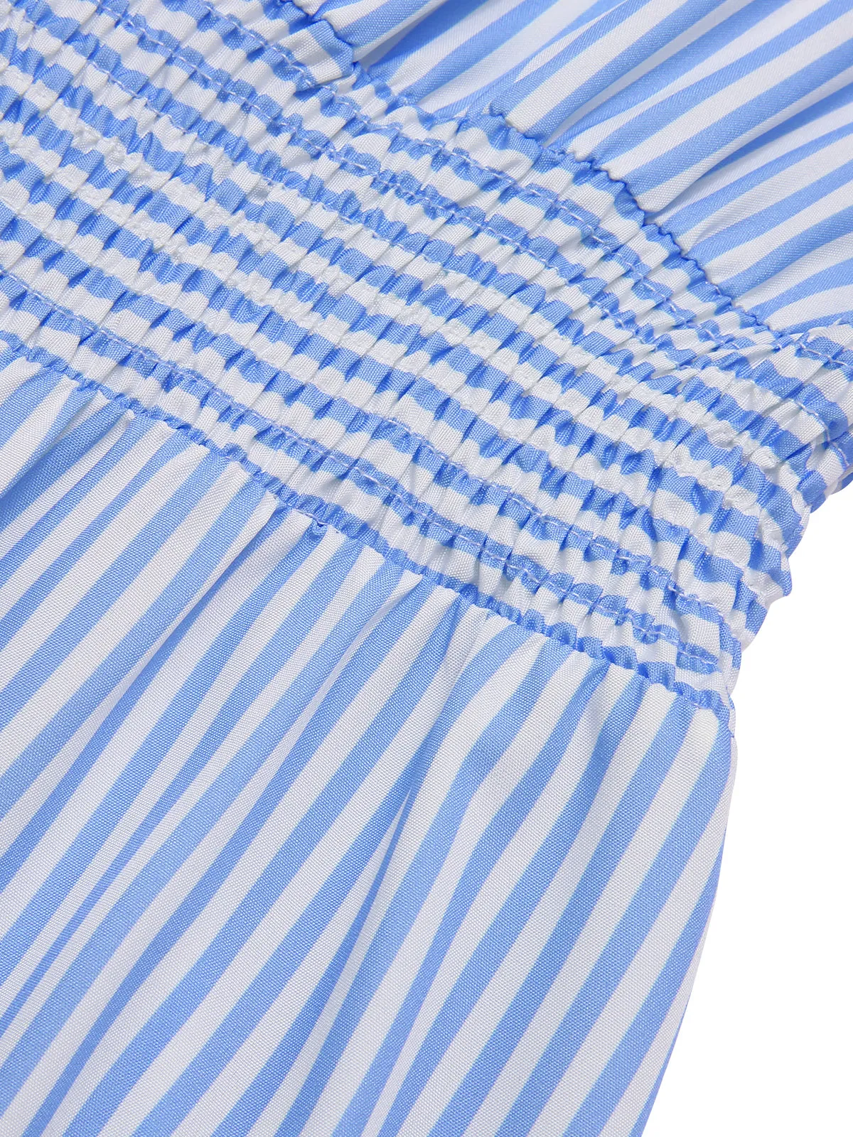 Blue 1940s V-Neck Stripes Long Sleeve Dress sold by Retro Stage product image thumbnail 4